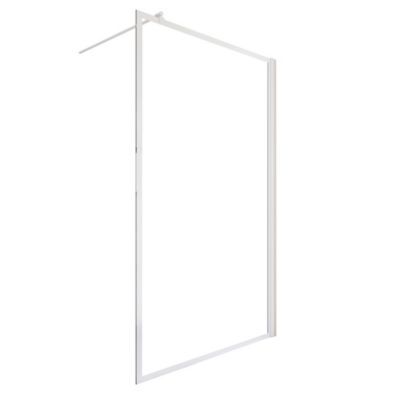 Paroi de douche fixe à l'italienne l.100 cm, verre transparent profilé blanc mat, Schulte NewStyle