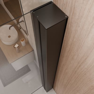 Paroi de douche fixe à l'italienne l. 100 x H. 200 cm, Walk In, verre trempé transparent 8 mm, noir, Schulte