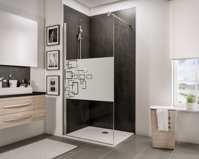 Paroi de douche fixe à l'italienne l.100xH.190cm, Walk In, verre transparent anticalcaire 5-6mm, décor Softcube, profilé chromé, Schulte NewStyle