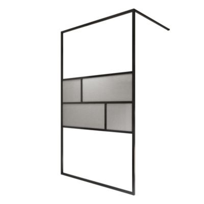 Paroi de douche fixe à l'italienne l. 120 x H. 200 cm, verre trempé anticalcaire transparent 6 mm, noir, Schulte Carvella