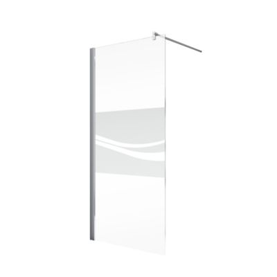 Paroi de douche fixe à l'italienne l.120xH.190cm, Walk In, verre transparent anticalcaire 6mm, décor Liane, profilé chromé, Schulte NewStyle