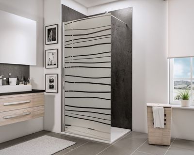 Paroi de douche fixe à l'italienne l.120xH.190cm, Walk In, verre transparent anticalcaire 6mm, décor Mistral, profilé chromé, Schulte NewStyle