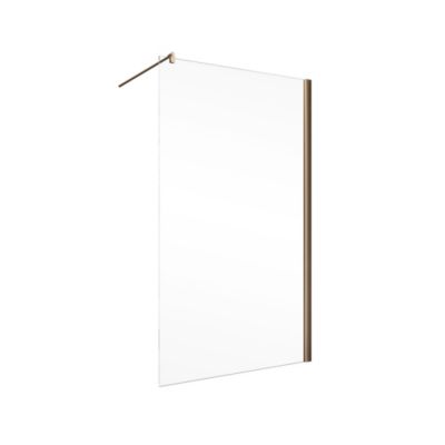 Paroi de douche fixe à l'italienne l.120xH.200cm, Walk In, verre transparent anticalcaire 6mm, profilé cuivré, Schulte NewStyle