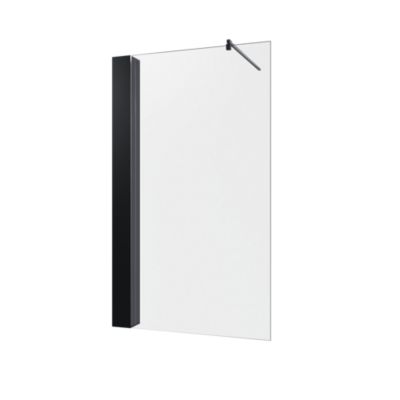 Paroi de douche fixe à l'italienne l. 140 x H. 200 cm, Walk In, verre trempé transparent 6 mm, noir, Schulte