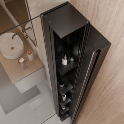 Paroi de douche fixe à l'italienne l. 140 x H. 200 cm, Walk In, verre trempé transparent 6 mm, noir, Schulte