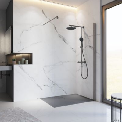 Paroi De Douche Fixe Idralite Walk In - Verre 6mm Anti-calcaire - 20x190 Cm