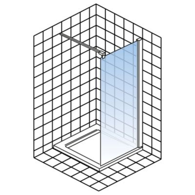 Paroi de douche fixe à l'italienne l.140xH.200cm, Walk In, verre transparent anticalcaire 6mm, profilé doré mat, Schulte NewStyle
