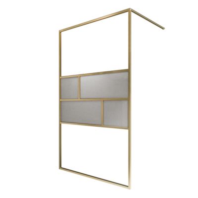 Paroi de douche fixe à l'italienne l. 90 x H. 200 cm, verre trempé anticalcaire transparent 6 mm, doré, Schulte Carvella