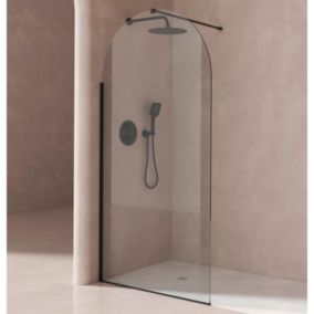 Paroi de douche fixe arrondie finition noir 120 cm - HILTON