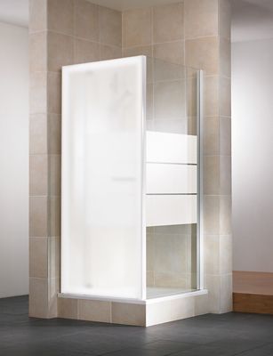 paroi de douche fixe coloris blanc depoli 90 cm vita castorama