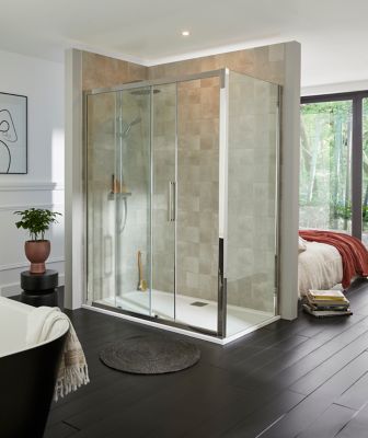 Paroi de douche fixe Cooke & Lewis Zilia transparente 90 cm