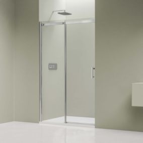 Paroi de douche fixe et porte coulissante DX806A FLEX en verre véritable traitement Nano, largeur 100cm