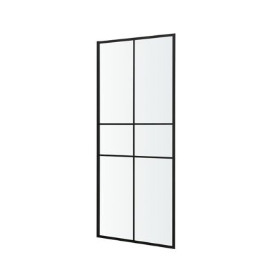 Paroi de douche fixe GoodHome Ahti transparente profilé noir 90 cm