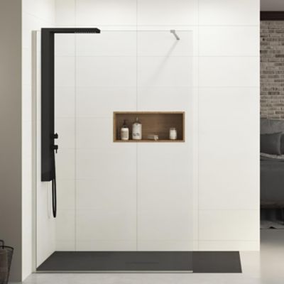 Paroi de douche fixe Kinedo EKINOX Solo L80cm H2,07 m inox brossé barre haute