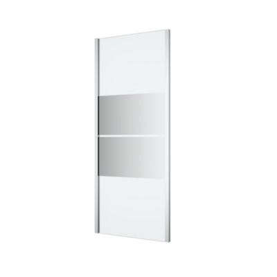 Paroi de douche fixe l.80 x H.195 cm, bandes miroir, profilés aluminium chrome, GoodHome Ledava