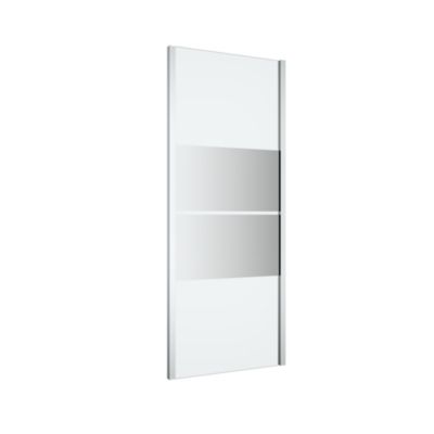 Paroi de douche fixe l.80 x H.195 cm, bandes miroir, profilés aluminium chrome, GoodHome Ledava