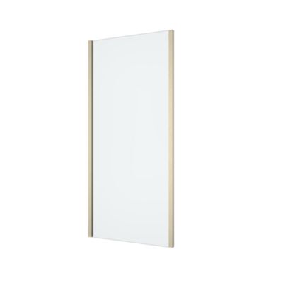Paroi de douche fixe l.90 x 195 cm, profilés aluminium finition doré brossé, GoodHome Ledava