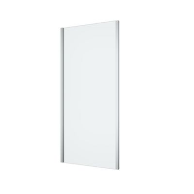 Paroi de douche fixe l.90 x H.195 cm, verre transparent, profilés aluminium chrome, GoodHome Ledava