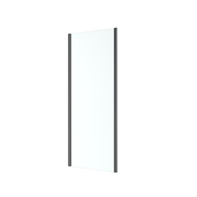Paroi de douche fixe l.90 x H.195 cm, verre transparent, profilés aluminium noir, GoodHome Ledava