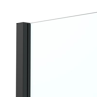 Paroi de douche fixe l.90 x H.195 cm, verre transparent, profilés aluminium noir, GoodHome Ledava