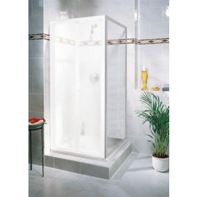 Paroi de douche fixe latérale pour douche Plia l.80 x H.185 cm, profilés alu blanc, Schulte Impériale