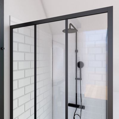 Paroi de douche fixe noir Galedo FactorX transparent 80cm
