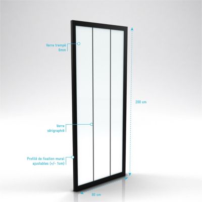 Paroi de douche fixe noir Galedo FactorX transparent 80cm