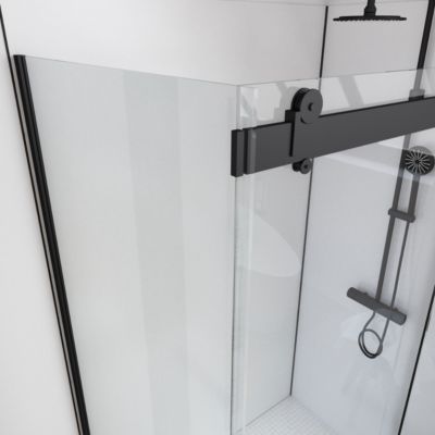 Paroi de douche fixe noir Galedo Rolling transparente 80cm