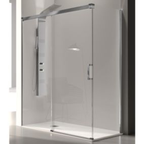 Paroi de douche fixe + Porte coulissante GLASE 115 cm  Paroi latérale : 76 - 79 cm