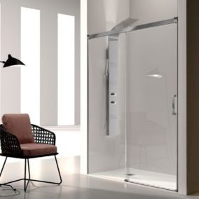 Paroi de douche fixe + Porte coulissante GLASE 115 cm  Sans paroi latérale