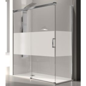 Paroi de douche fixe + Porte coulissante GLASE verre sérigraphié 120 cm  Paroi latérale : 76 - 79 cm