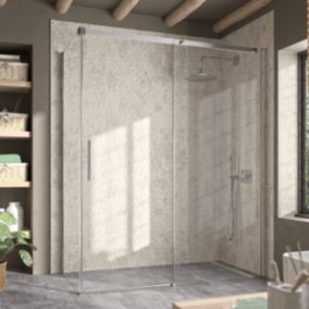 Paroi de douche fixe + Porte coulissante LUNA 100 cm  Paroi latérale : 76.5 - 79 cm