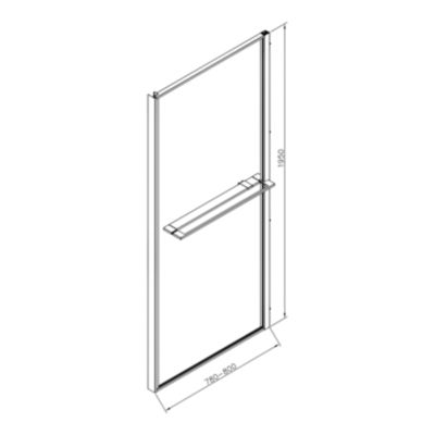 Paroi de douche fixe pour porte de douche coulissante ou pivotante l.80 x H.195 cm, verre transparent, profilés chromé, GoodHome Evanna