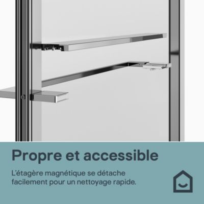 Paroi de douche fixe pour porte de douche coulissante ou pivotante l.80 x H.195 cm, verre transparent, profilés chromé, GoodHome Evanna