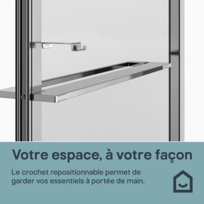 Paroi de douche fixe pour porte de douche coulissante ou pivotante l.80 x H.195 cm, verre transparent, profilés chromé, GoodHome Evanna