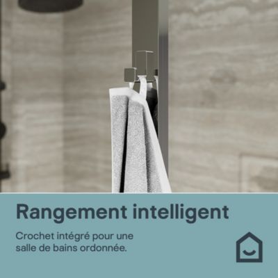 Paroi de douche fixe pour porte de douche coulissante ou pivotante l.80 x H.195 cm, verre transparent, profilés chromé, GoodHome Evanna