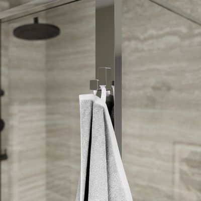 Paroi de douche fixe pour porte de douche coulissante ou pivotante l.80 x H.195 cm, verre transparent, profilés chromé, GoodHome Evanna