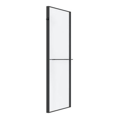 Paroi de douche fixe pour porte de douche coulissante ou pivotante l.90 x H.195 cm, verre transparent, profilés noir, GoodHome Evanna