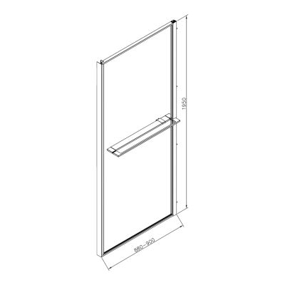 Paroi de douche fixe pour porte de douche coulissante ou pivotante l.90 x H.195 cm, verre transparent, profilés noir, GoodHome Evanna