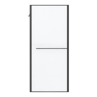 Paroi de douche fixe pour porte de douche coulissante ou pivotante l.90 x H.195 cm, verre transparent, profilés noir, GoodHome Evanna