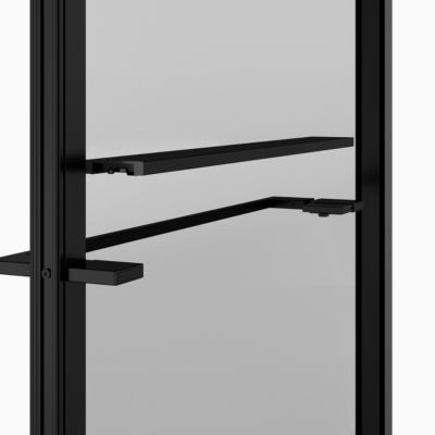 Paroi de douche fixe pour porte de douche coulissante ou pivotante l.90 x H.195 cm, verre transparent, profilés noir, GoodHome Evanna