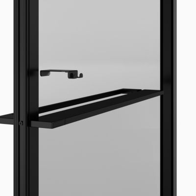 Paroi de douche fixe pour porte de douche coulissante ou pivotante l.90 x H.195 cm, verre transparent, profilés noir, GoodHome Evanna