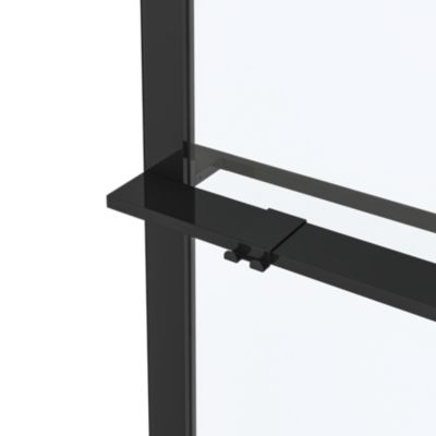 Paroi de douche fixe pour porte de douche coulissante ou pivotante l.90 x H.195 cm, verre transparent, profilés noir, GoodHome Evanna