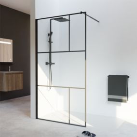 Paroi de douche industrielle noire ATELIA 110 cm