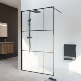 Paroi de douche industrielle noire ATELIA 120 cm