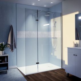 Paroi de douche italienne 100+40 x 200 cm STURDY verre 10 mm avec volet pivotant