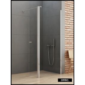 Paroi de Douche Italienne - 100 x 195 - SEPTIA CHROME - Retour Pivotant 34 cm - Chrome