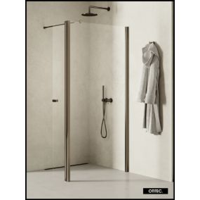 Paroi de Douche Italienne - 100 x 195 - SEPTIA GRIS - Retour Pivotant 34 cm - Gris