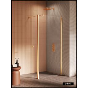 Paroi de Douche Italienne - 100 x 195 - SEPTIA OR BROSSE - Retour Pivotant 34 cm - Or Brossé