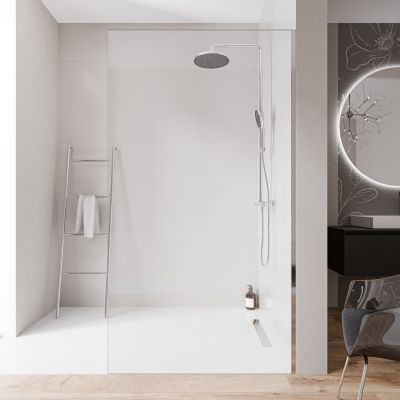 Paroi de douche italienne 100x220cm, verre NANO 10mm, profilé mural inox chrome, sans profilé sol - EX102-2